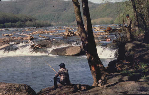 Two Men Fishing along the New River
