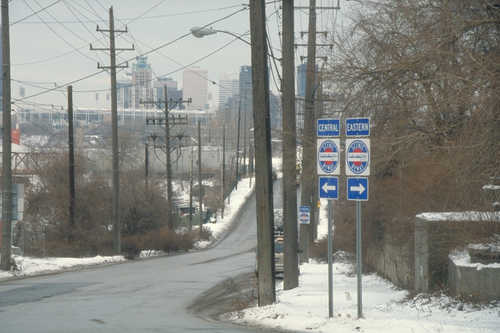 Byway Signage approaching the Ohio & Erie Canalway