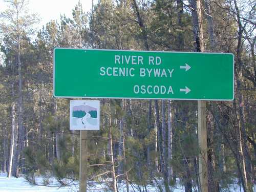 M-65 Sign for River Road Scenic Byway