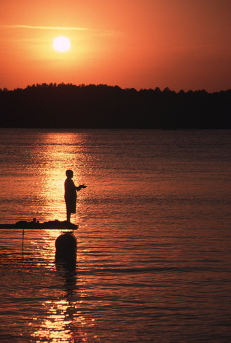 A Silhouette of a Young Boy at Sunset