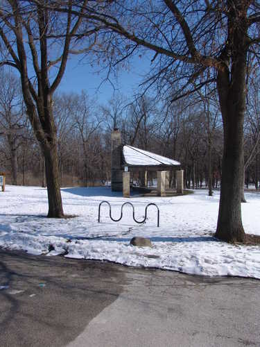 Bicycle Rack in Snow at Les Arends Park