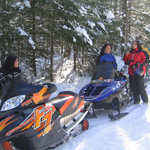 Group of Snowmobilers in Northern Illinois