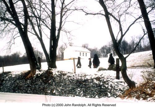 Amish Children Walking to School on a Winter Day
