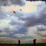 Amish Children with Kites