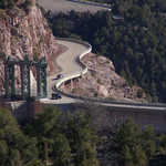 Looking Down on Road over Flaming Gorge Dam