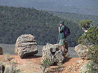 Hiker at an Overlook in Red Canyon