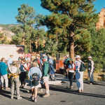 Hiking Group Gathers at the Red Canyon Visitor Center