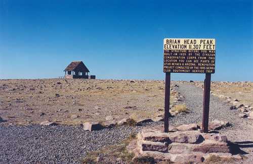 Observation Shelter and Sign Atop Brian Head Peak