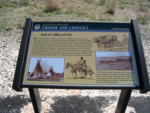 Interpretive Sign at Bear River Massacre Site: "Change and Conflict, A Clash of Cultures"