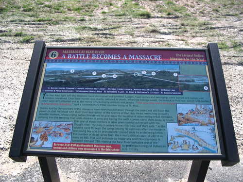 Interpretive Sign at Bear River Massacre Site: "A Battle Becomes a Massacre"