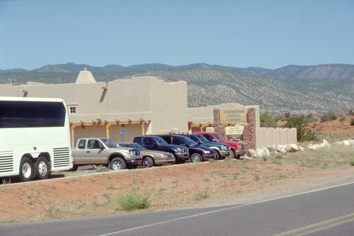 Tour Bus and Autos at the Walatowa Visitor Center