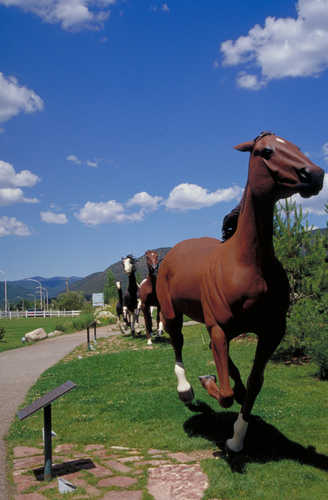 Horses Following Each Other in the "Free Spirit" Sculpture