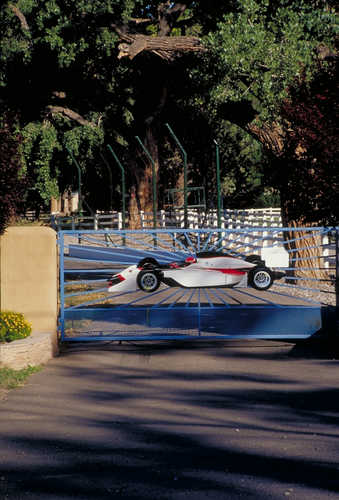 Racecar on Driveway Gate