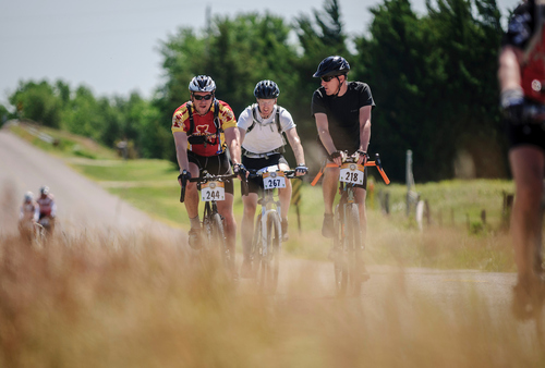Cyclists compete in race held near Flint Hills National Scenic Byway in Kansas.