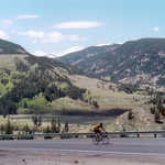 Biker on the Top of the Rockies