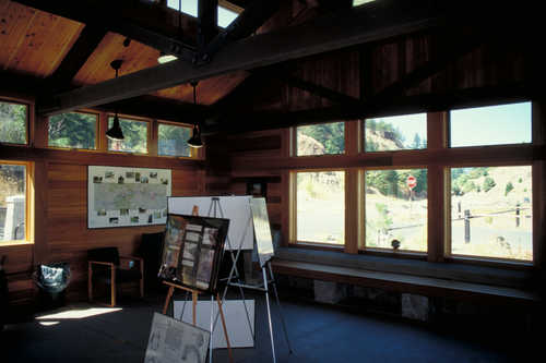 Inside the Visitor Center at the Sign for Mark O. Hatfield West Trailhead