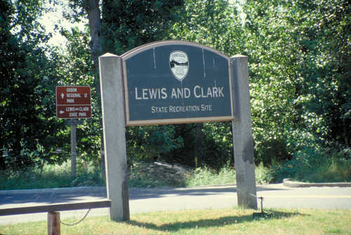 Sign for Lewis and Clark State Recreation Area