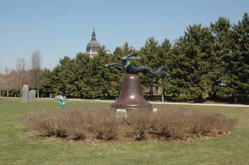 Rabbit On Bell Sculpture in Sculpture Garden