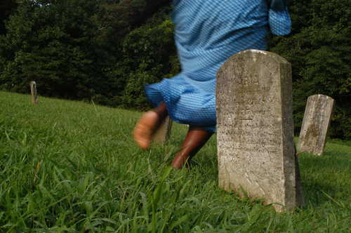 Running Through Mt. Pleasant Cemetery Headstones