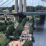 Visitors and Residents Enjoying Walking Along the Mississippi Mile