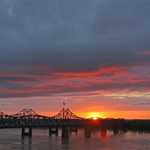 Mississsippi Great River Road Bridge at Sunset