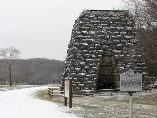 Snow on the Great Western Iron Furnace