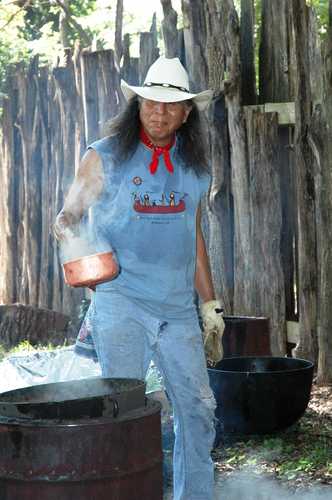 Cherokee Gentleman Cooking Traditional Food