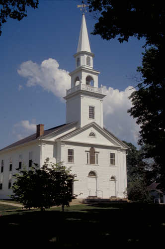 White Church with Steeple in Woodstock