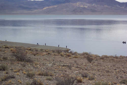 Fishing from the Banks of Pyramid Lake, Nevada