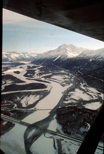 Aerial of Knik River Valley