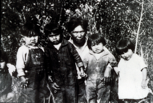 Native Family Along Glenn Highway Corridor