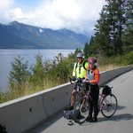 Cyclists along Kootenay Lake
