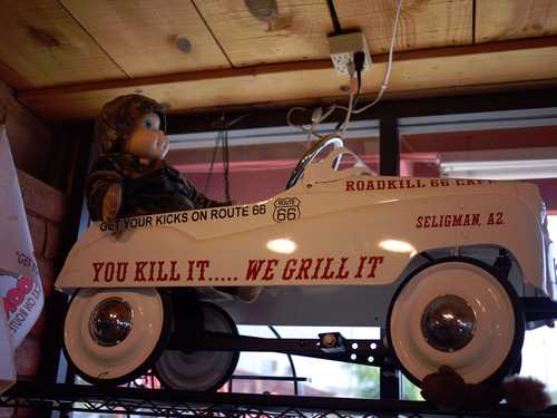 Car Displayed inside the Roadkill Cafe
