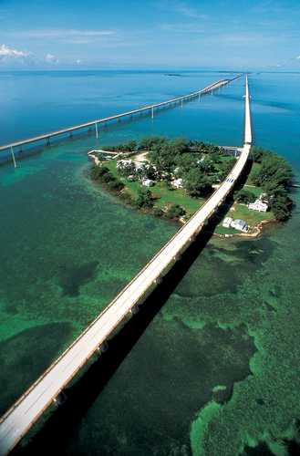 Aerial View of the Seven-Mile Bridge in the Florida Keys