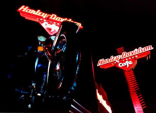 The Harley Davidson Cafe in Las Vegas at Night