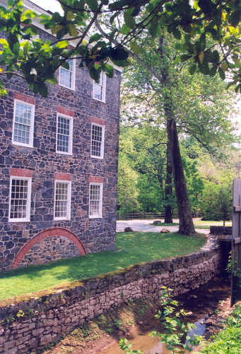 Stonework and Canal at Hagley Museum Entrance