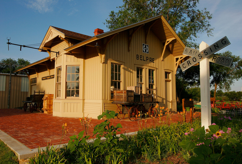 Belpre Santa Fe Depot at Barton County Historical Society Museum in Great Bend, Kansas.