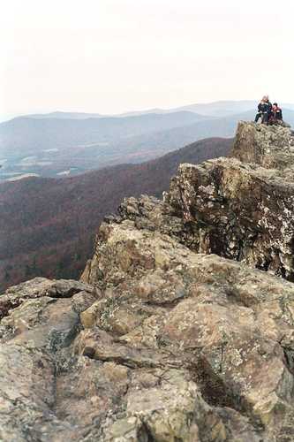 Hikers on Little Stony Man Cliffs