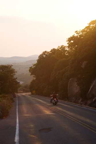 Motorcyle Traveling Through Stumbling Bear Pass