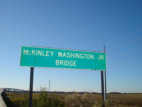 Sign for McKinley Washington, Jr. Bridge