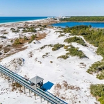 Aerial view of dune walkover at Deer Lake State Park in Walton County, Florida