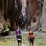 Girls Backpacking in The Narrows
