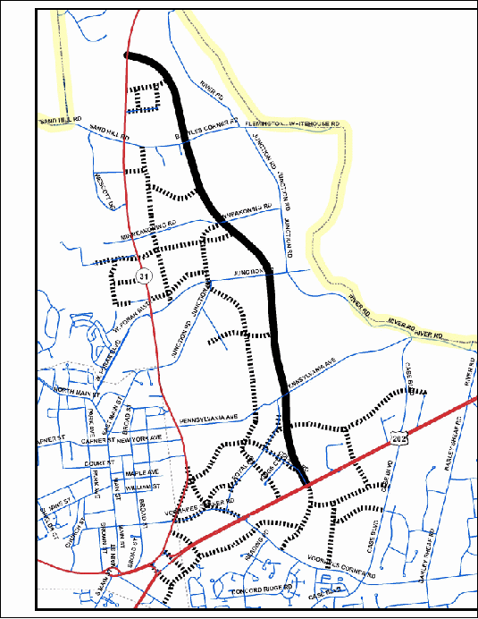New roads proposed as part of the Route 31 integrated land-use and transporation plan