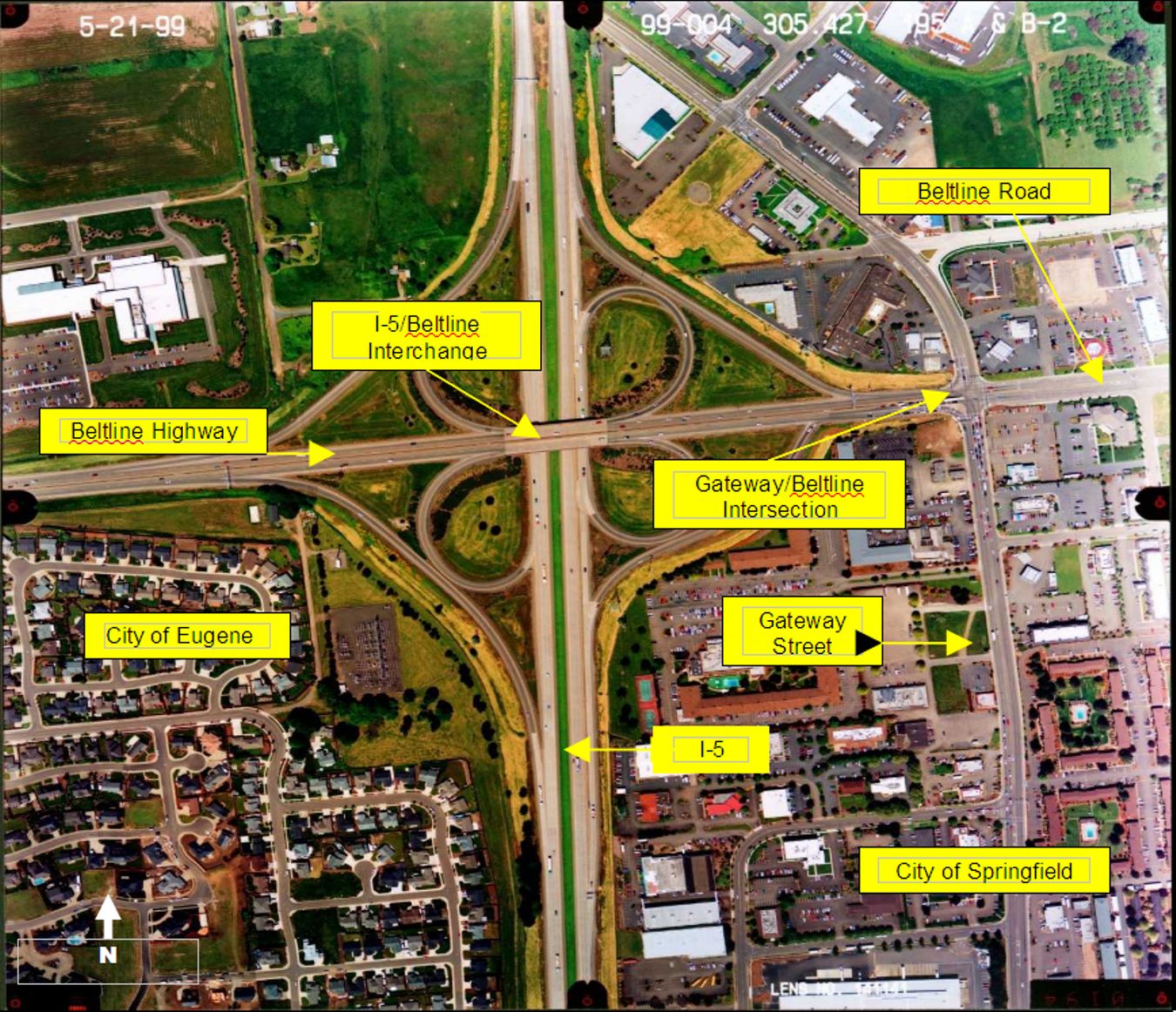 Aerial View of the I-5/Beltline Interchange Area